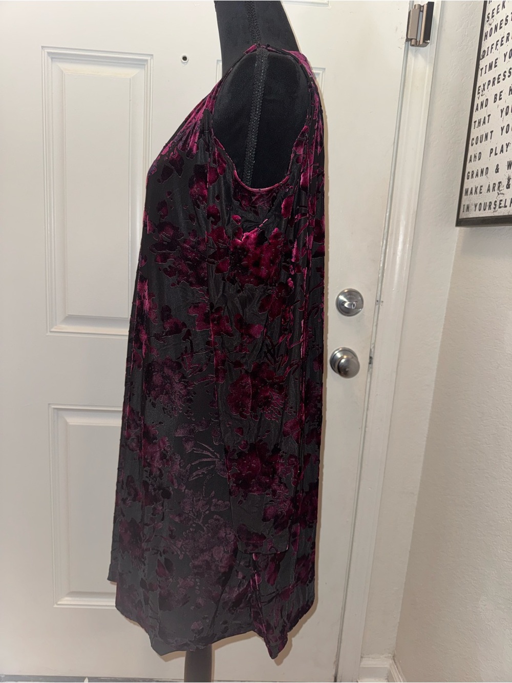 Cato Black Dress with Magenta Floral Burnout 0411 - Picture 4 of 6